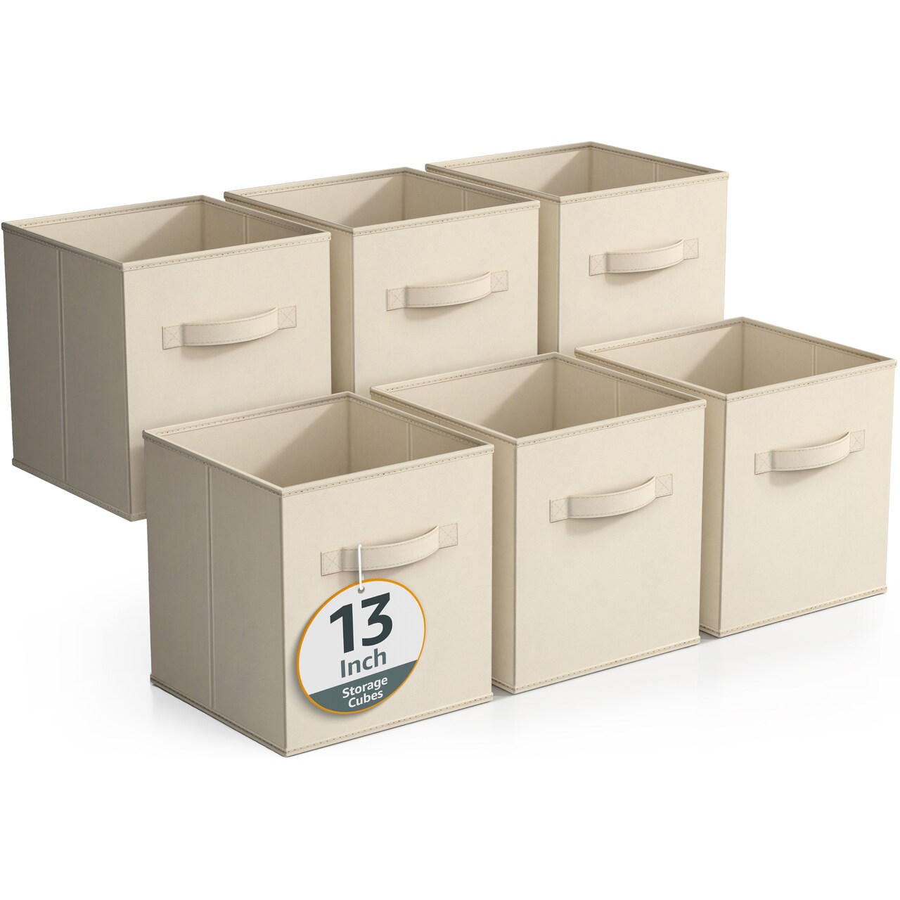 Sorbus 6 Pack 13 Inch Foldable Storage Cubes with Handles- for Organizing Home, Shelves, Nursery, Playroom, Closet and More